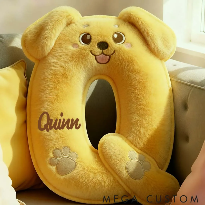 Personalized Dog Lover Cute Golden Retriever Letter Pillow Graphic 3D Print Pillow