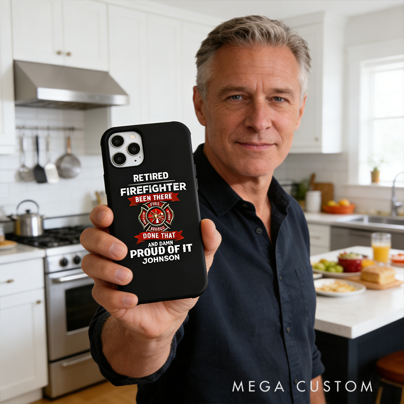 Personalized Retired Firefighter Phone Case Custom Name Protective Cover Gift for Firefighters and Veterans