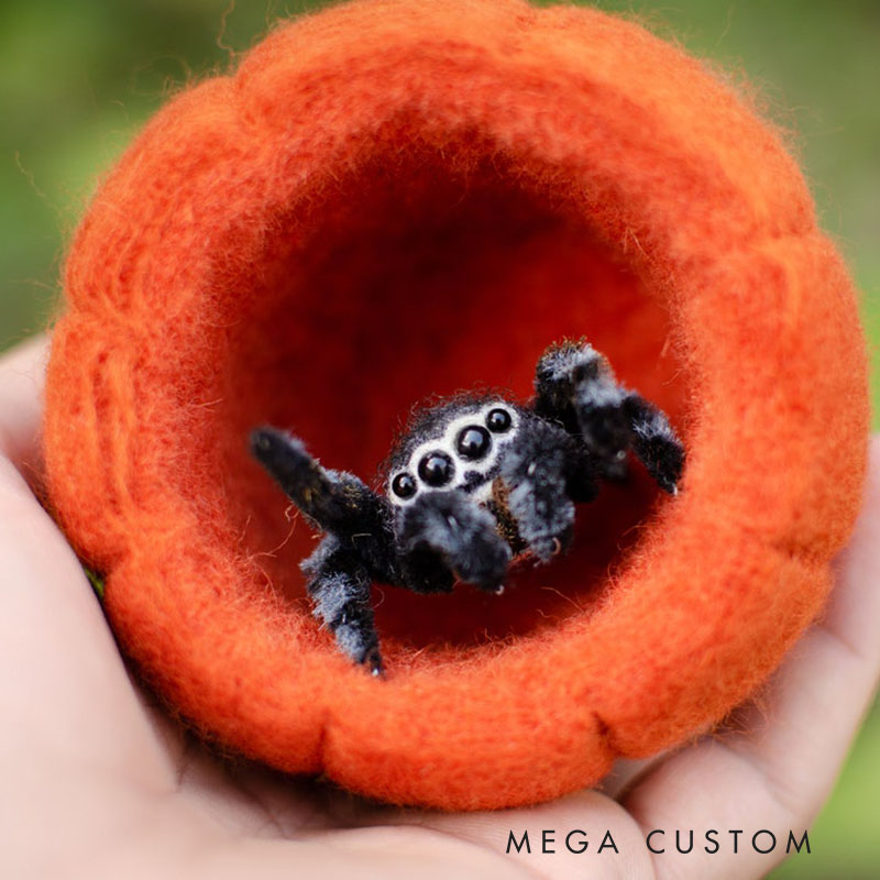 Needle Felted Jumping Spider Toy Poseable Wool Sculpture