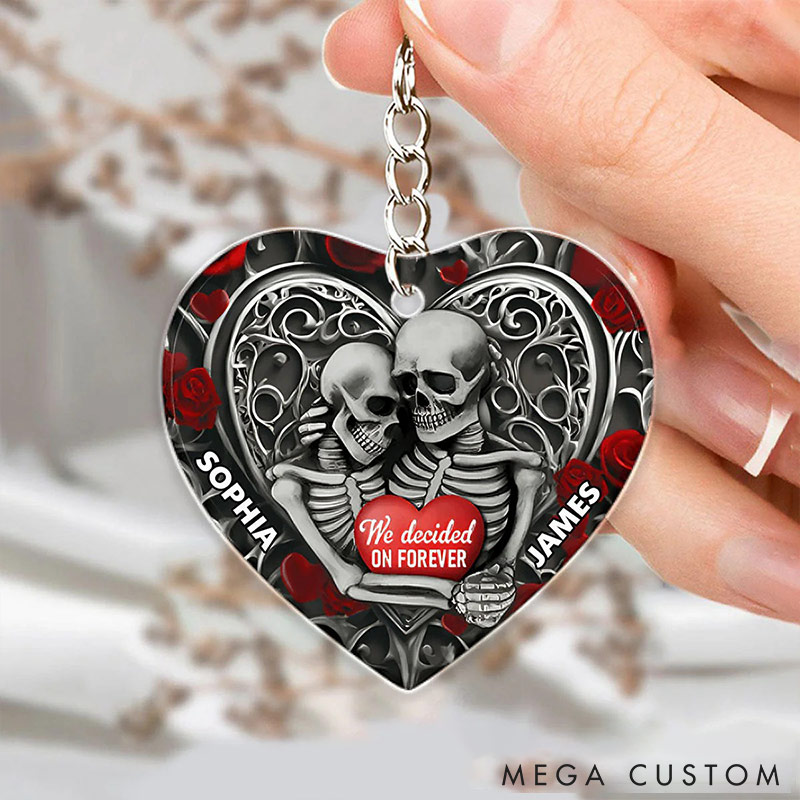 Personalized Ghost Heart Couple Acrylic Keychain We Decided On Forever Keychain Romantic Gift for Wife Husband Valentine's Gift for Him Her
