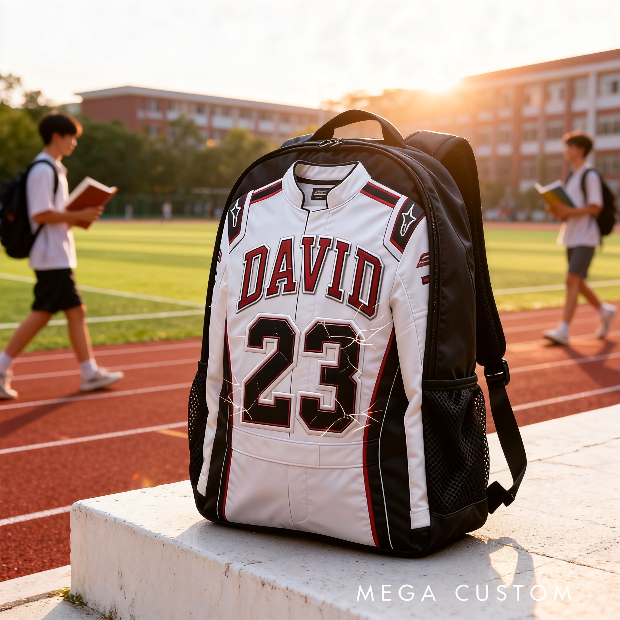 Personalized Racing Jacket Style Backpack Custom Name and Number Sports Bag Gift for Car and Racing Lovers