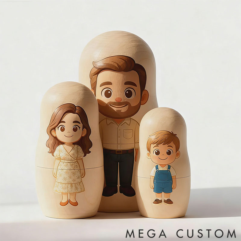Personalized custom portrait nesting doll cartoon style family portrait gift photos Valentine's Day gift family gift