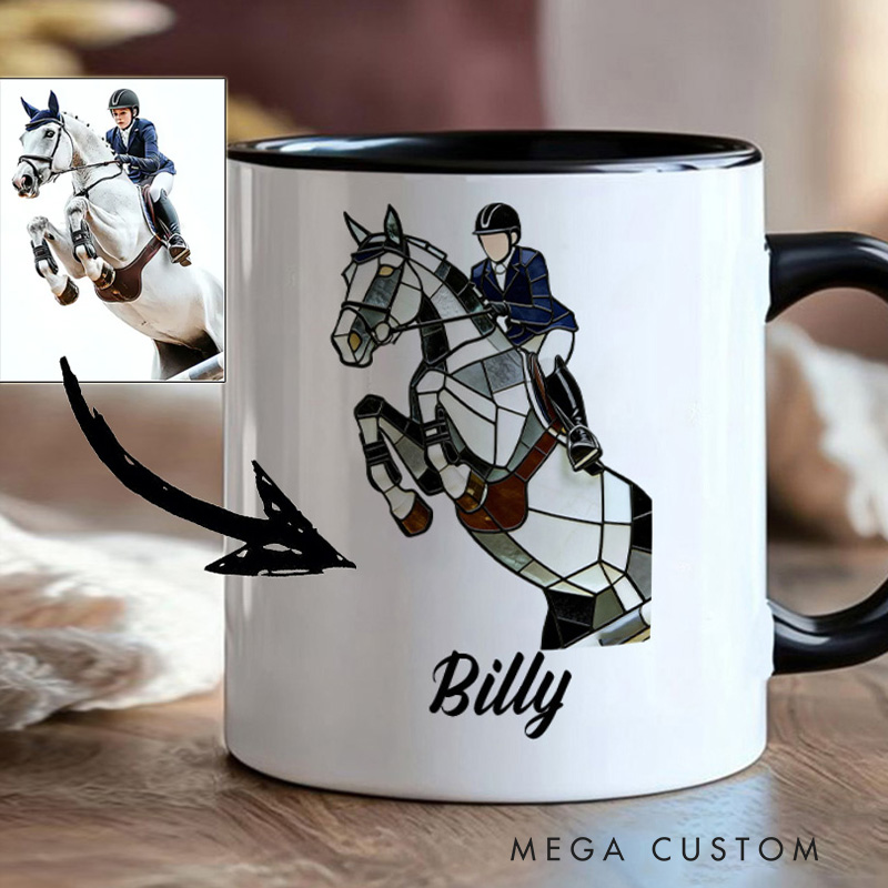Personalized Photo Equestrian Mug Riding Horse Coffee Gift for Riding Lovers Equestrian Lovers