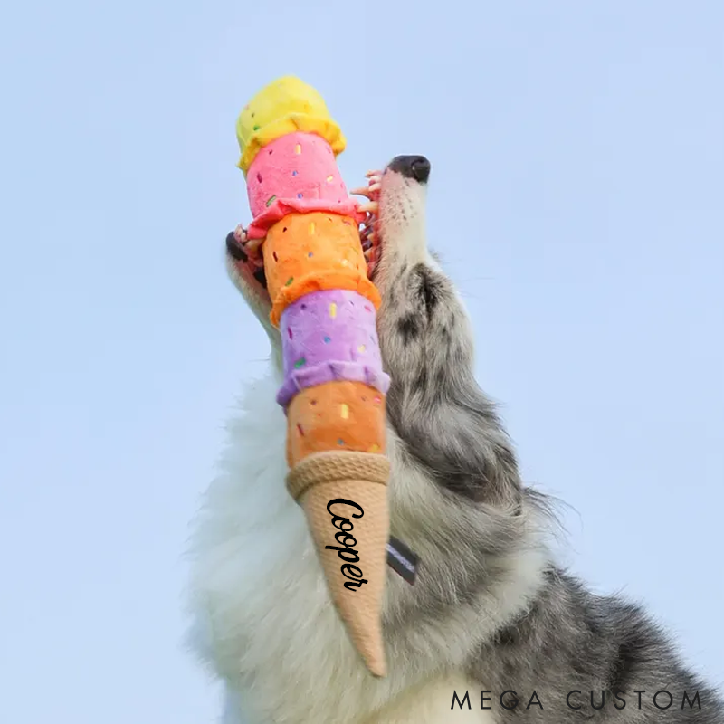 Personalized Dog Lover Squeaky Ice Cream Toy