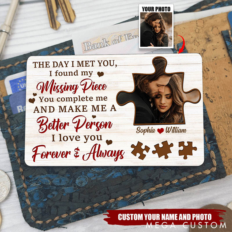 Personalized Couple Photo Wallet Insert The Day I Met You Custom Photo Gifts for Couple Valentines Gift Wallet Card Gift for Husband