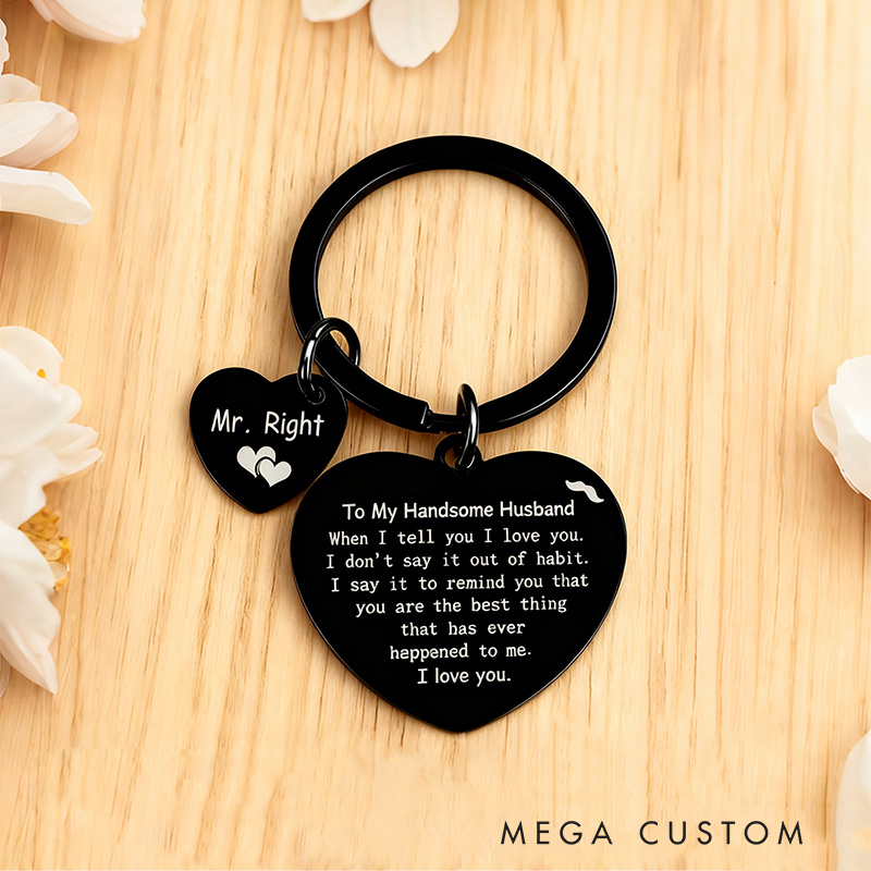 Personalized Heart Keychain for Husband Valentines Day Gifts Stainless Steel Keychain Engraved Couple Gifts  Anniversary for Him