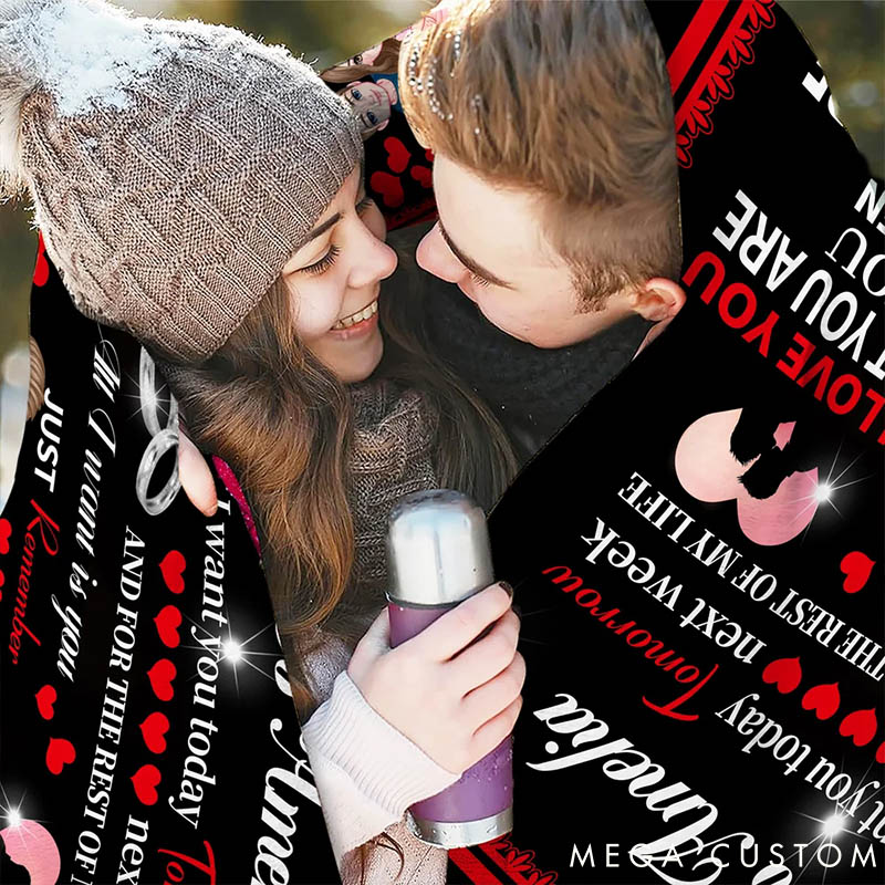 Personalized Couple You Are My Life Blanket Custom Couple Roses Love Letter Blanket with Name Valentine's Day Gift for Husband Wife Anniversary Gift