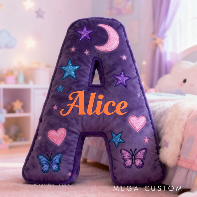 Personalized Purple Butterfly with Name Graphic 3D Print Pillow Christmas Gift for Kids Birthday Gift