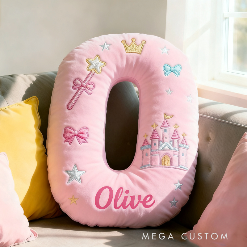 Personalized Pink Castle with Name Graphic 3D Print Pillow Christmas Gift for Kids 