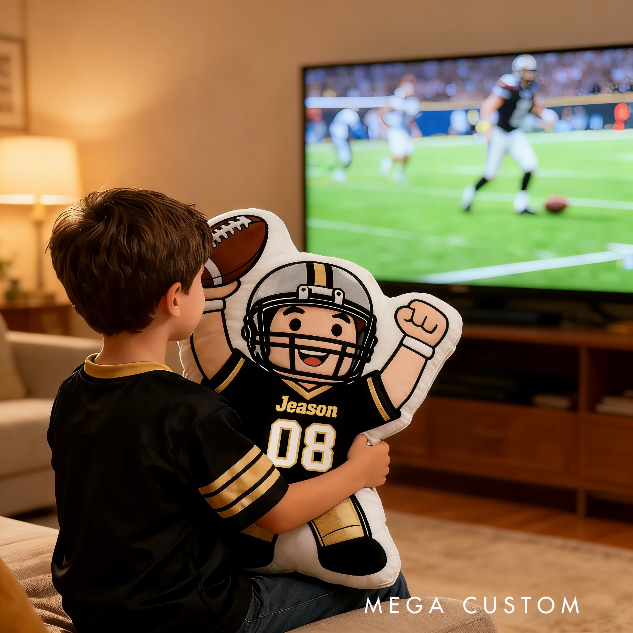 Personalized Football Player Pillow with Your Name and Number A Perfect Gift for Fans