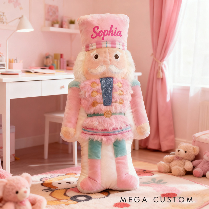 Personalized Name Custom Kids Gift Christmas Soldier Pastel Pink Blue Soft Festive Decorative Graphic 3D Print Pillow