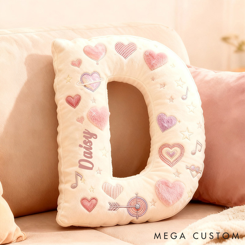 Personalized Girlfriend Love Print Heart Letter Pillow Custom Name Cushion Valentine's Gift for Girl Friend Boyfriend Christmas Gift for Him Her