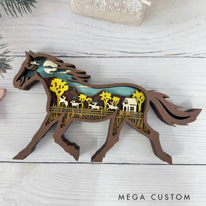 Personalized Handcarved Wooden 3D Horse with LED Lights Birthday Gifts for Kids