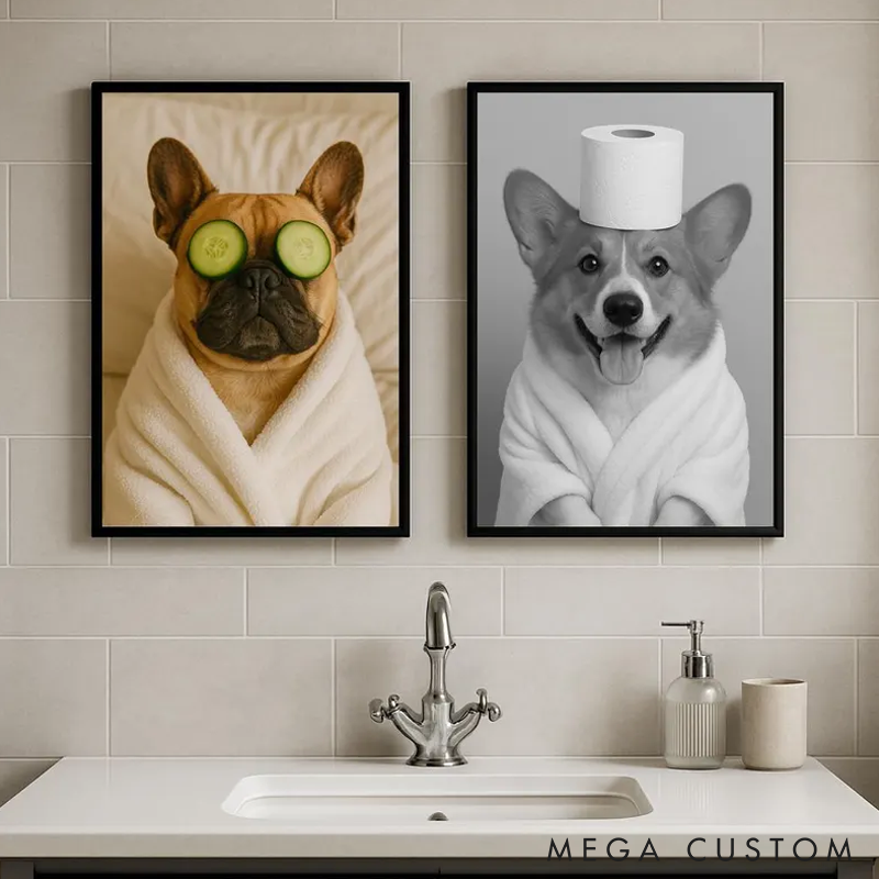 Personalized Pet Lover Custom Pet Portrait Bathroom Art Pet Portrait