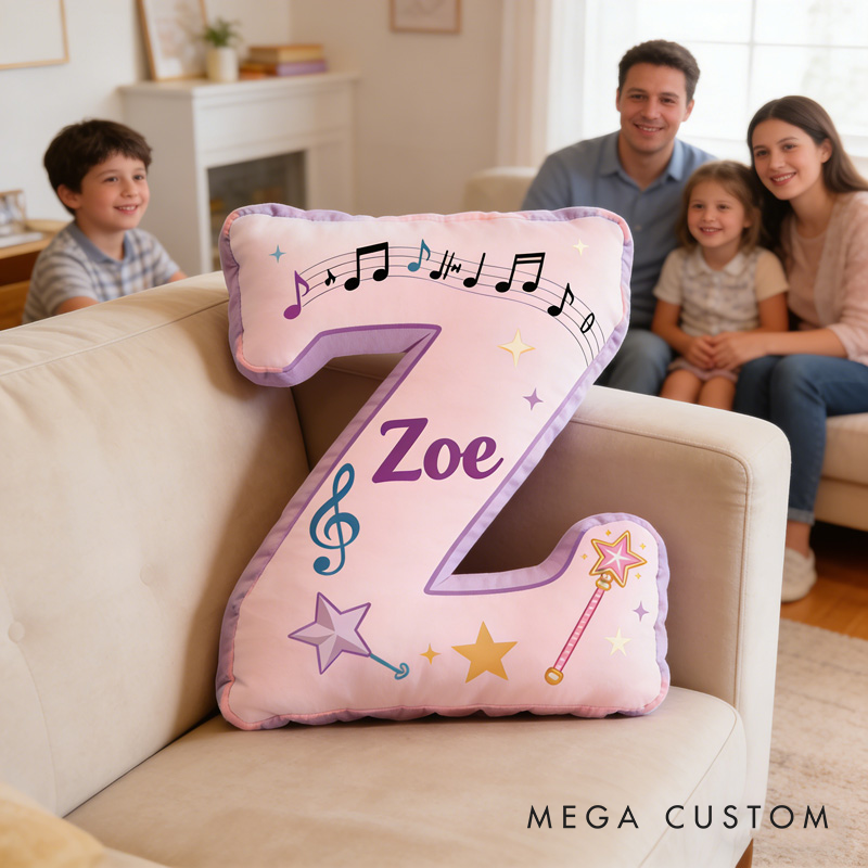 Personalized Colorful Notes Music Pillow with Name Soft Stuffed Toy for Kids Music Lovers Unique Decorative Cushion for Girls' Room