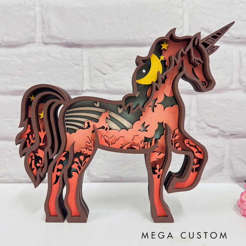 Personalized Handcarved Wooden 3D Dream Horse with LED Lights Birthday Gifts for Kids