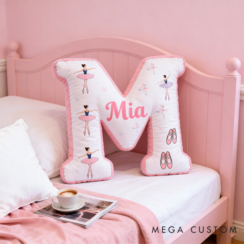 Personalized Ballet Dancers Letter Pillow With Name Soft Stuffed Toy for Kids Unique Decorative Cushion for Girls' Room