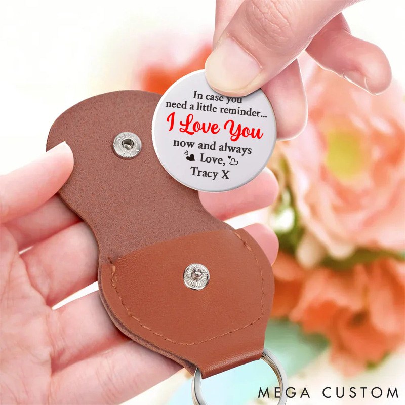 Personalized Leather Pocket Hug with Photo Custom Photo In Case You Need A Little Reminder for Husband Wife Valentine's Gift