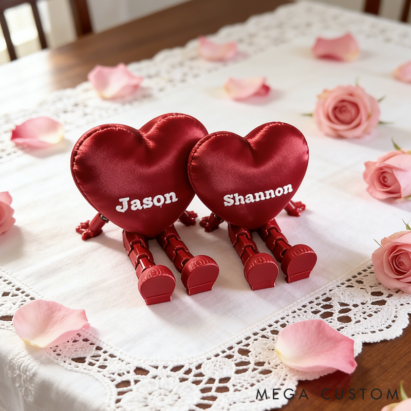Personalized Valentine 3D Printed Heart Figurines Custom Couple Name Valentine's Gift for Her
