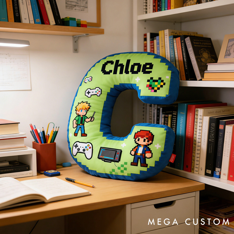 Personalized Game Controller Letter Pillow with Your Name Perfect Gift for Gamers and Kids