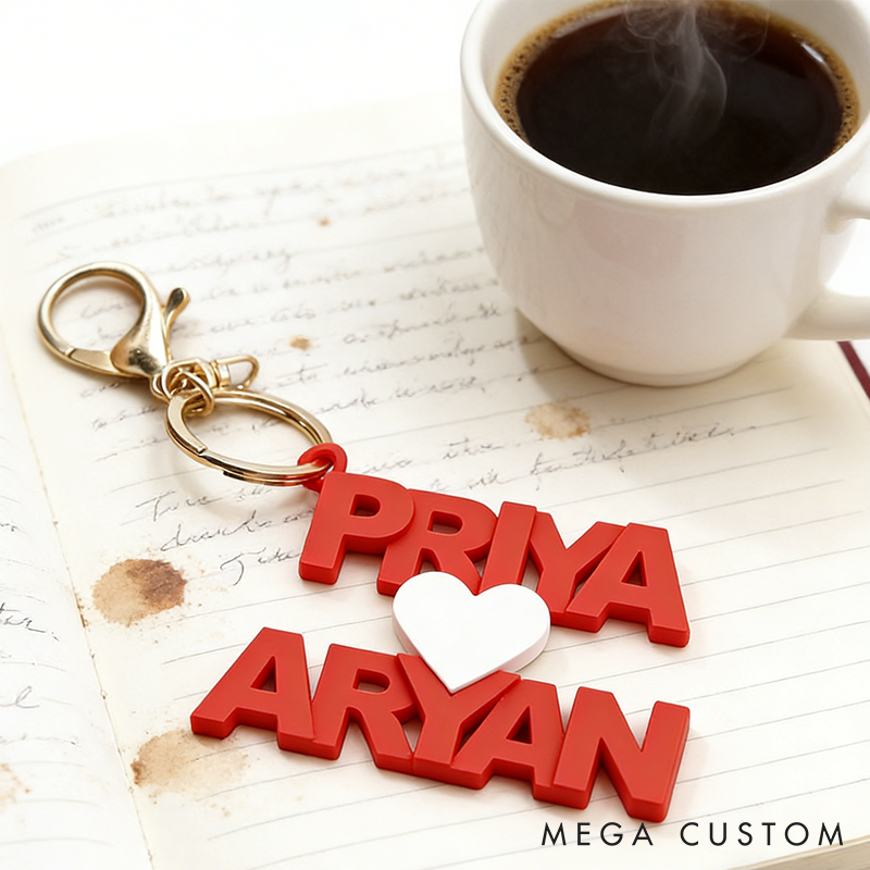 Personalized 3D Printed Couple Keychain-Valentines Day-Valentines Gift-Gift for couple-Gift for Her