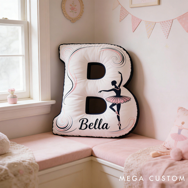 Personalized Ballet Dancers Pillow with Name Soft Stuffed Toy for Kids and Ballet Dancer Unique Decorative Cushion for Girls' Room