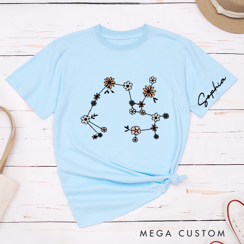 Personalized Sagittarius Classic T-Shirts Custom Zodiac Star Sign Unisex Gift for Horoscope Lover Birthday Present Unique Astrology Constellation