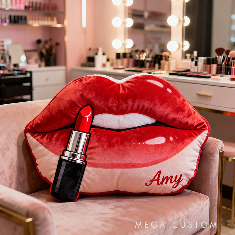 Personalized Vibrant Lips Graphic 3D Print Pillow Christmas Gift for Kids Birthday Gifts