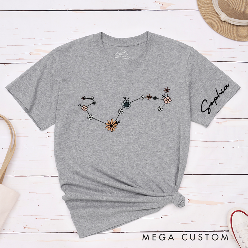 Personalized Scorpio Floral Constellation Classic T-Shirt Custom Zodiac Gift for Birthday Astrology Shirt Unisex Trendy Tee for Men and Women