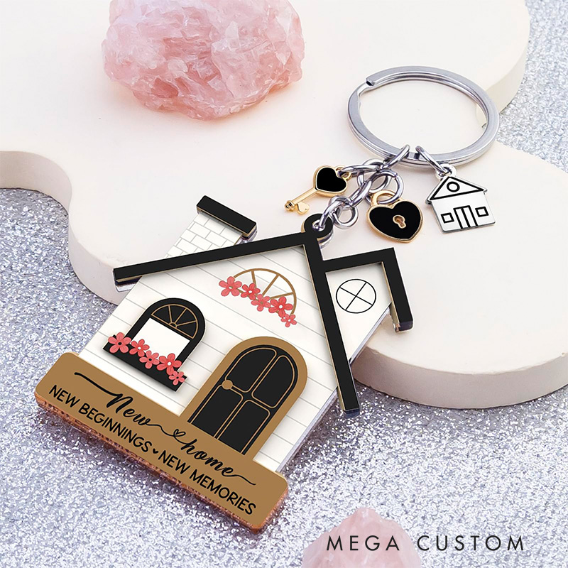 Personalized Acrylic House Keychain Gifts  for Women Couple First Homes Apartment New Home Gift Ideas for Him/Her Anniversary gift