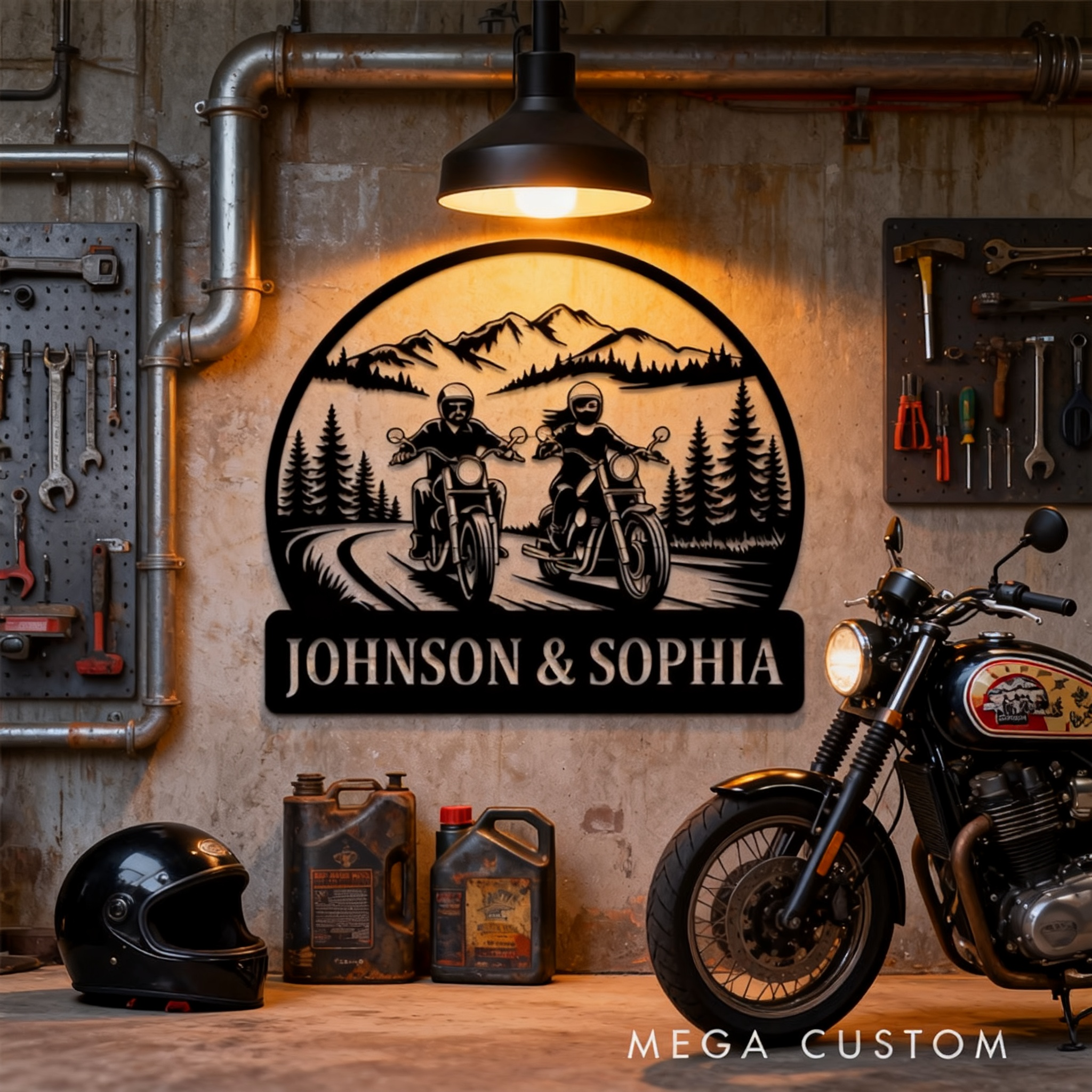  Personalized Motorcycle Couple Metal Sign Personalized Biker Wall Art Decor Gift for Biker Lovers Couples Wedding or Anniversary