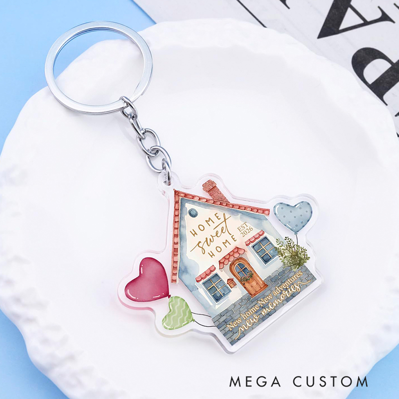 Personalized Acrylic House Keychain Gifts  for Couple First Homes Apartment New Home Gift Ideas for Him/Her Anniversary gift