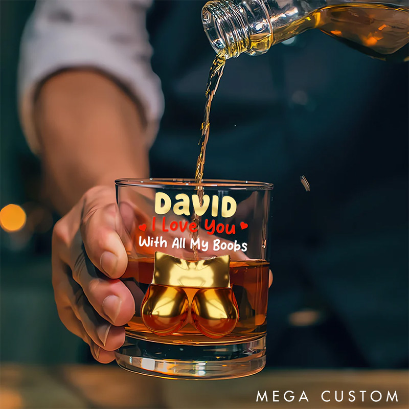 Personalized 3D-Like Naughty Couple Whiskey Glass Humor Whiskey Glass Valentine‘s Day Gift for Husband Boyfriend Romantics Gift for Him