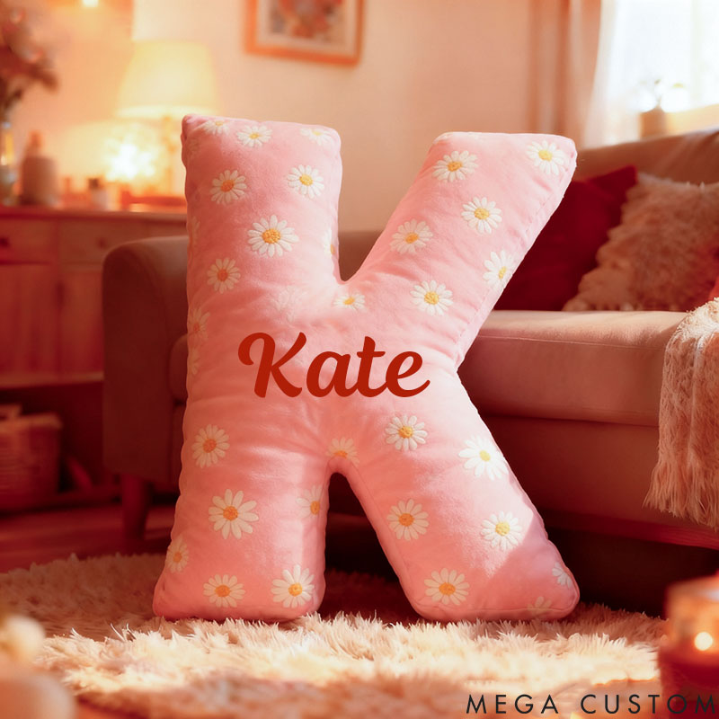 Personalized Flower Girl Daisy Flower Letter Pillow Custom Girl Name Cushion Wedding Gift for Flower Girl Christmas Gift for Girlfriend Wife