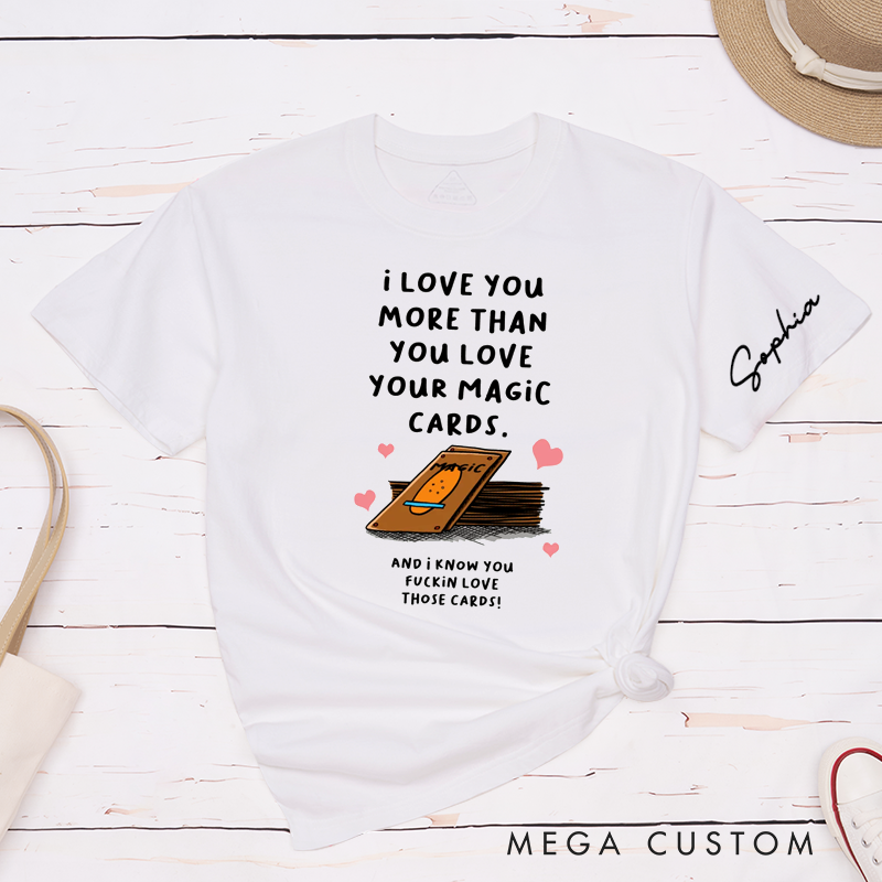 Personalized Funny Love Card Game Fan Classic T-Shirts Custom Gift for Couples Romantic Anniversary Present Unique T-Shirt for Card Collector