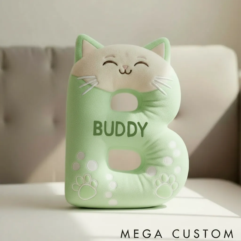 Personalized Cat Lover Funny Cat Letter Pillow Graphic 3D Print Pillow