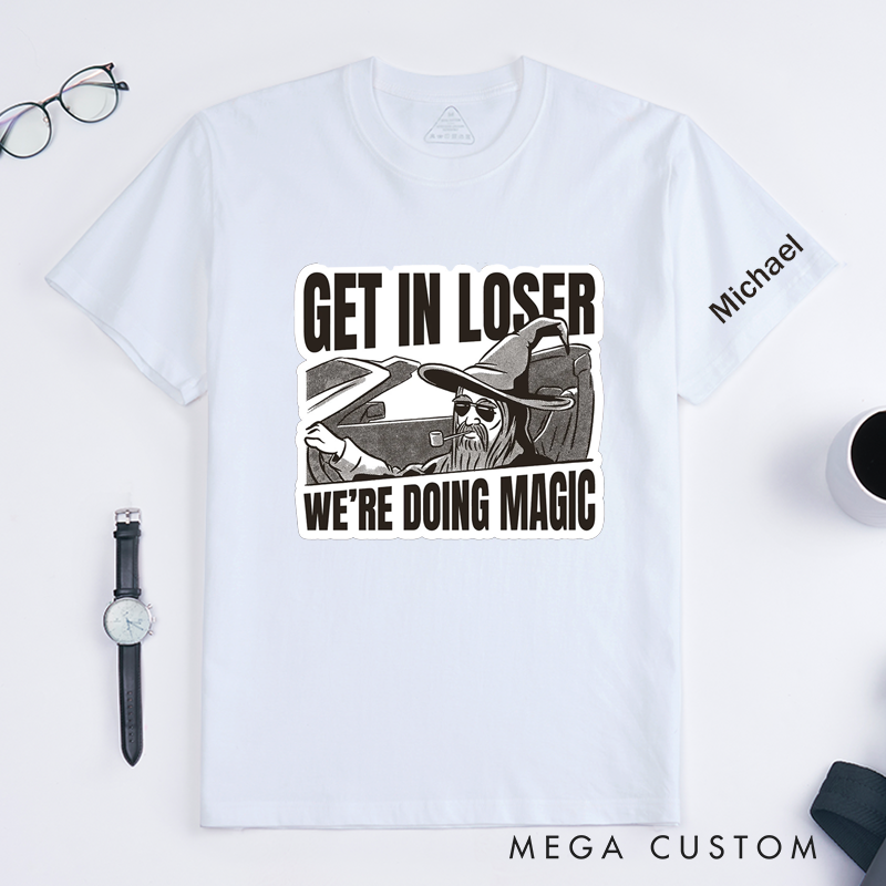 Personalized Wizard Magic Lover T-Shirt Classic Unisex Fun Graphic Tee Custom Name Gift for Fantasy Fans Friends Unique Cool Magical Humor Shirt