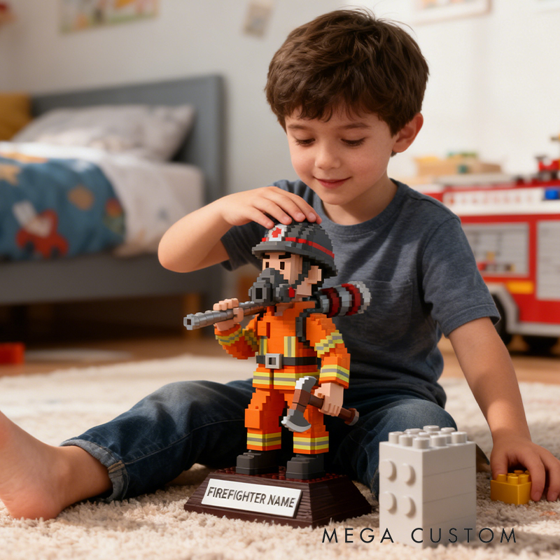Personalized Firefighter Pixel Figurine a Unique Custom Gift for Firefighter Enthusiasts and Collectors