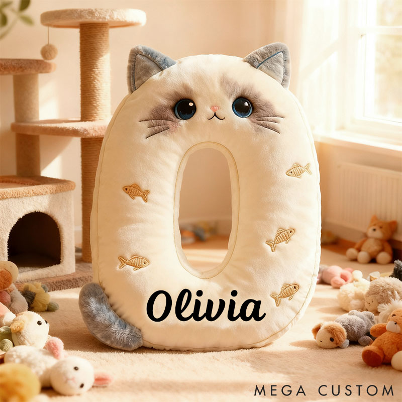 Personalized Cat Lover Letter Pillow with Custom Name Pillow Graphic 3D Print