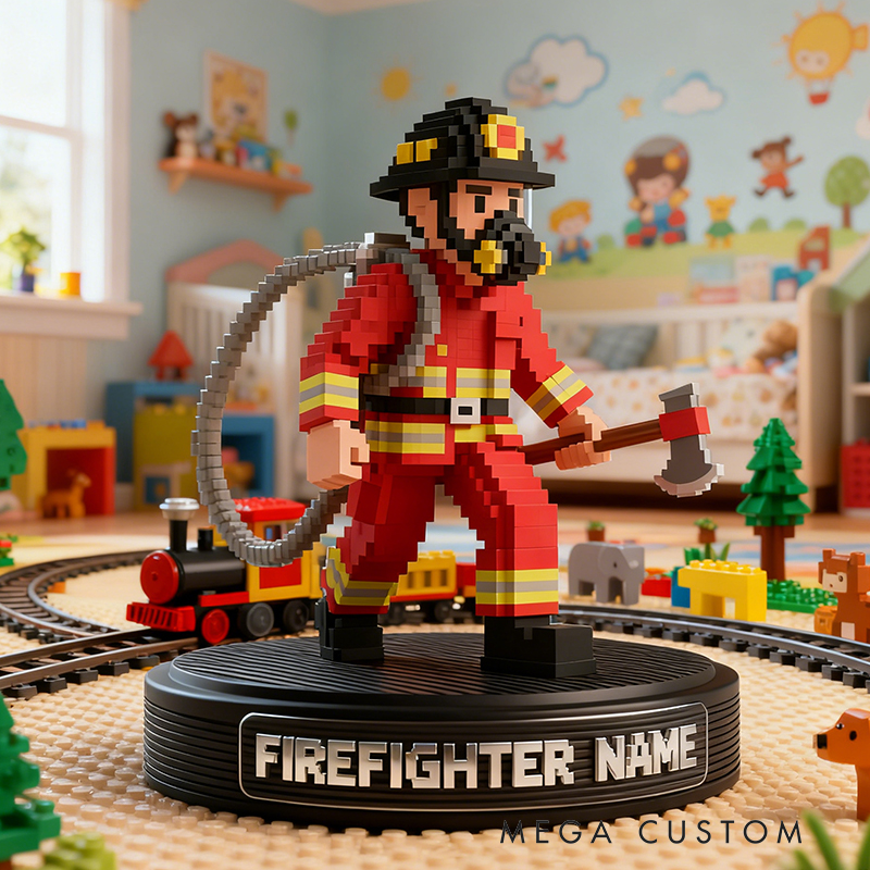 Personalized Firefighter Pixel Style Desktop Ornament The Perfect Keepsake for Firefighters and Supporters of the Firefighting Cause