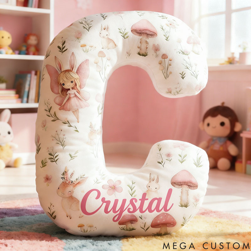 Personalized Flower Girl Floral Mushrooms Fairy Graphic 3D Printed Pillow Custom Girl friend Name Cushion Valentine's Day Gift Christmas Gift for Her