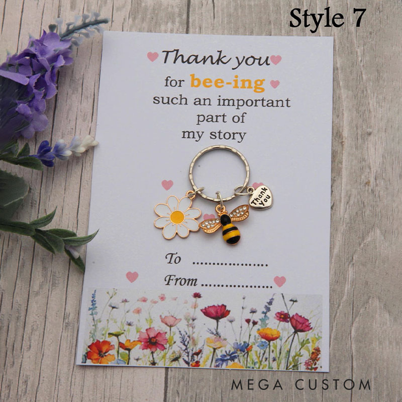 Personalized Rainbow and Bee Keychain Teacher's Day Gift for Teachers