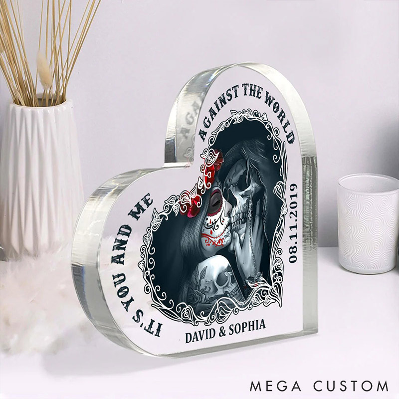 Personalized Ghost Couple Its You AND Me Heart Shaped Acrylic Plaque with Name Anniversary Gift Valentines Day Gift for Girlfriend Boyfriend