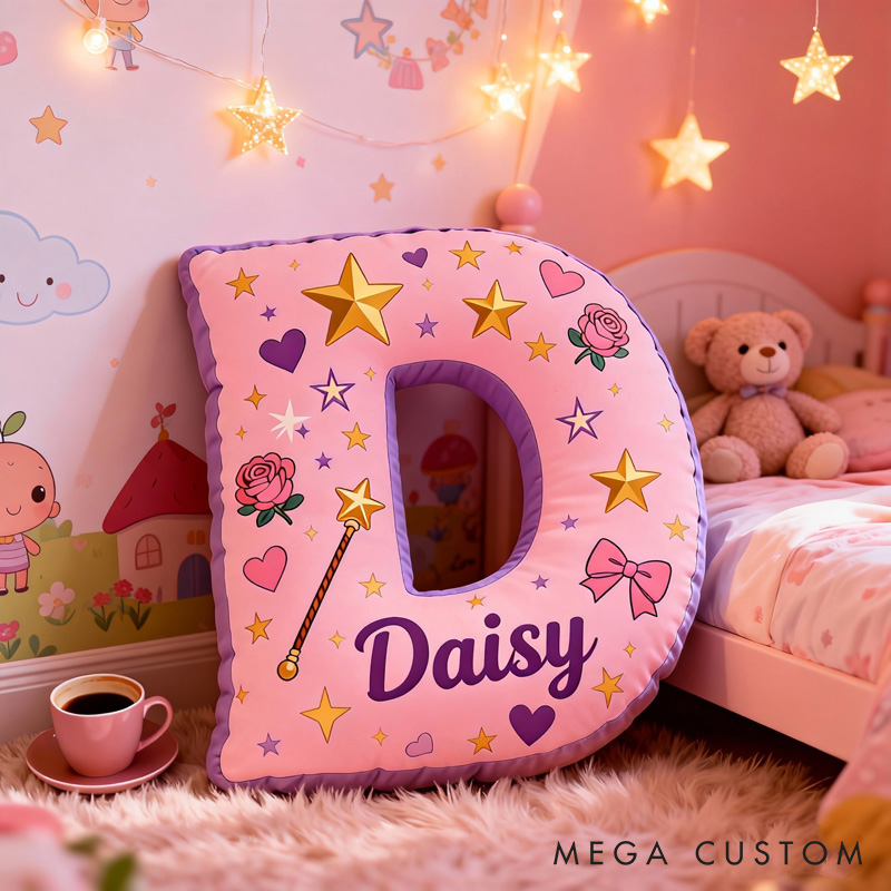 Personalized Love Cartoon Magic Letter Pillow with Name Soft Stuffed Toy for Kids and Lover Unique Decorative Cushion for Room for Valentine's Day Anniversary