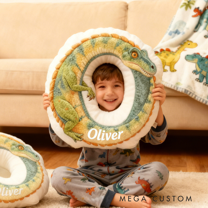Personalized Dinosaur Letter Series Pillow Fun Cartoon Pillow Birthday Gift for Kids