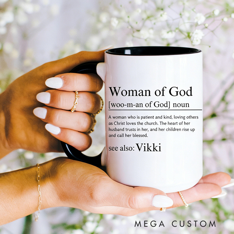 Personalized Man of God Woman of God 15oz Ceramic Coffee Mug with Custom Name Religious Gift Valentines Gift for Couple Anniversary Gift