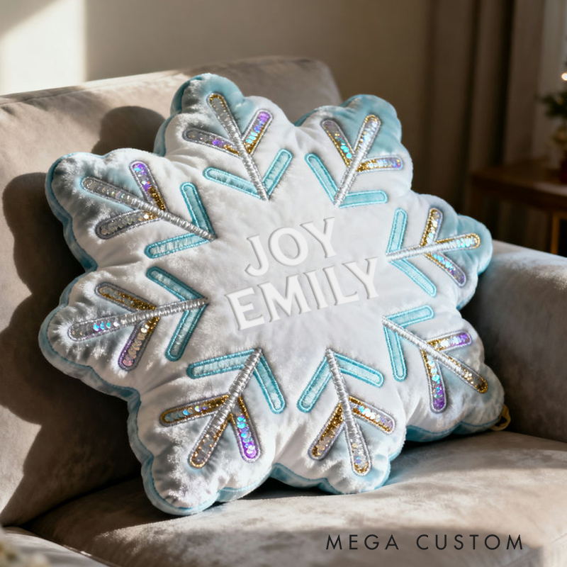 Personalized Christmas Snowflakes with Name Graphic 3D Print Pillow Christmas Gift for Family