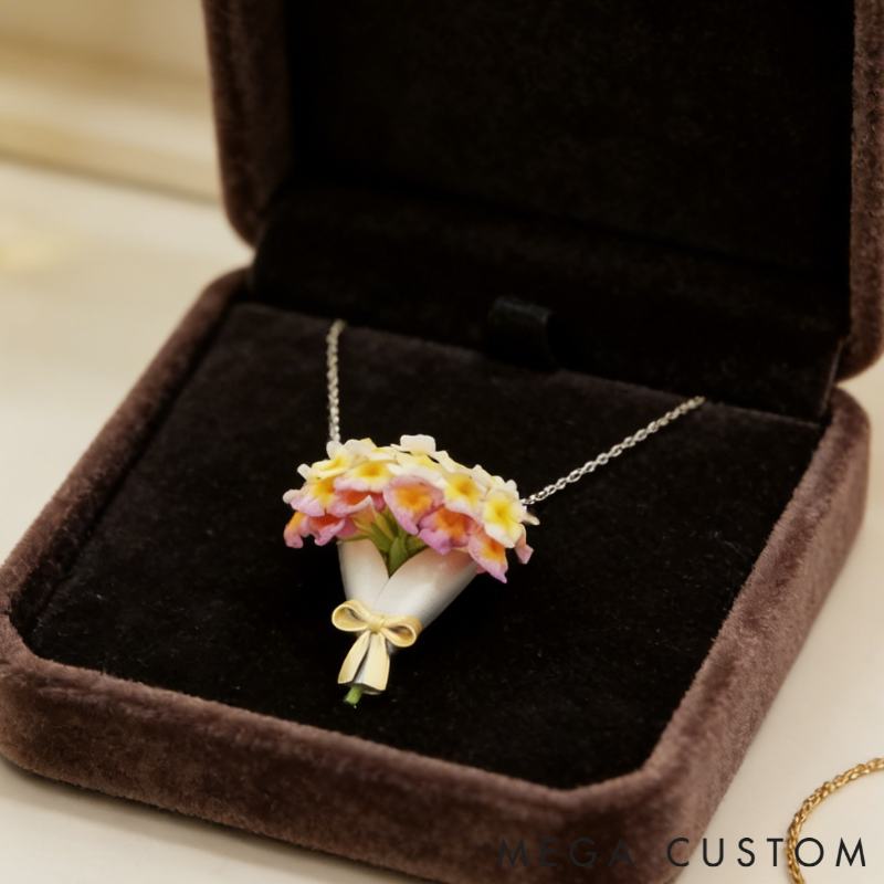 Personalized Customizable Floral Necklace Refreshing Vibe Unique Gift Choice DIY Flower Bouquet Pendant for Her