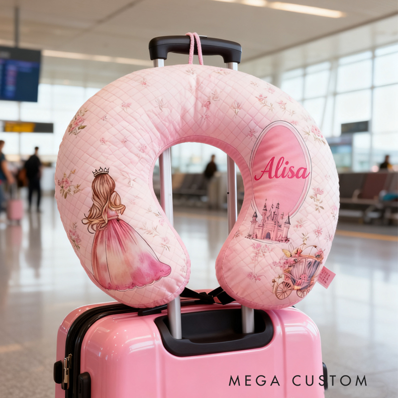 Personalized Pink U-Shaped Pillow with Custom Name for Kids Birthday Gift for Kids