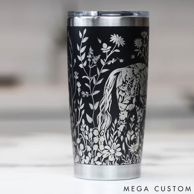 Personalized Pet Lover Floral Horse 20oz Tumbler